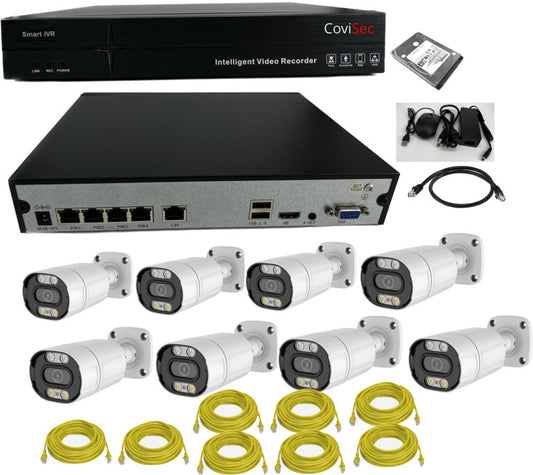 ALK-1685MP 8 Camera NVR kit. Includes 5MP IP Bullet Cameras and up to 10TB HDD