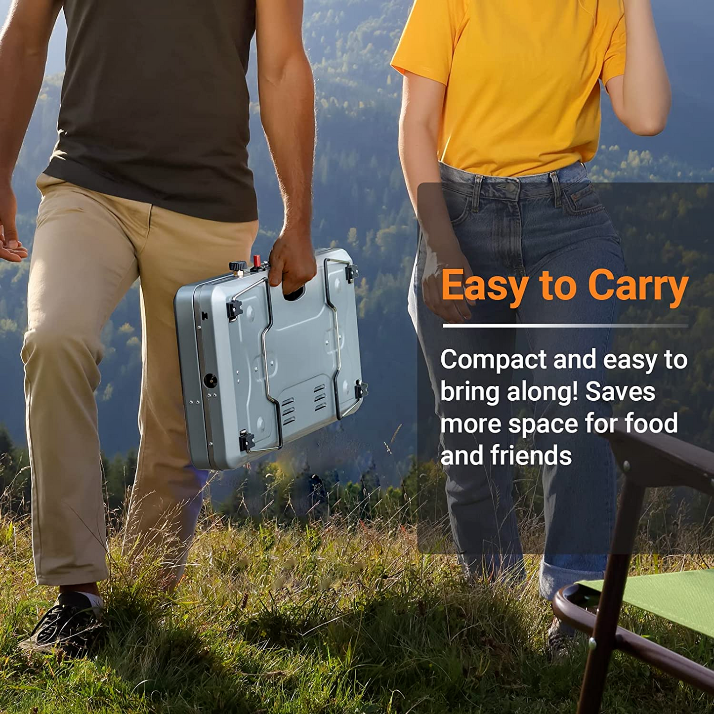 Portable Propane Camping Stove w 2 Burners, 20000 BTU , Easy to clean and carry