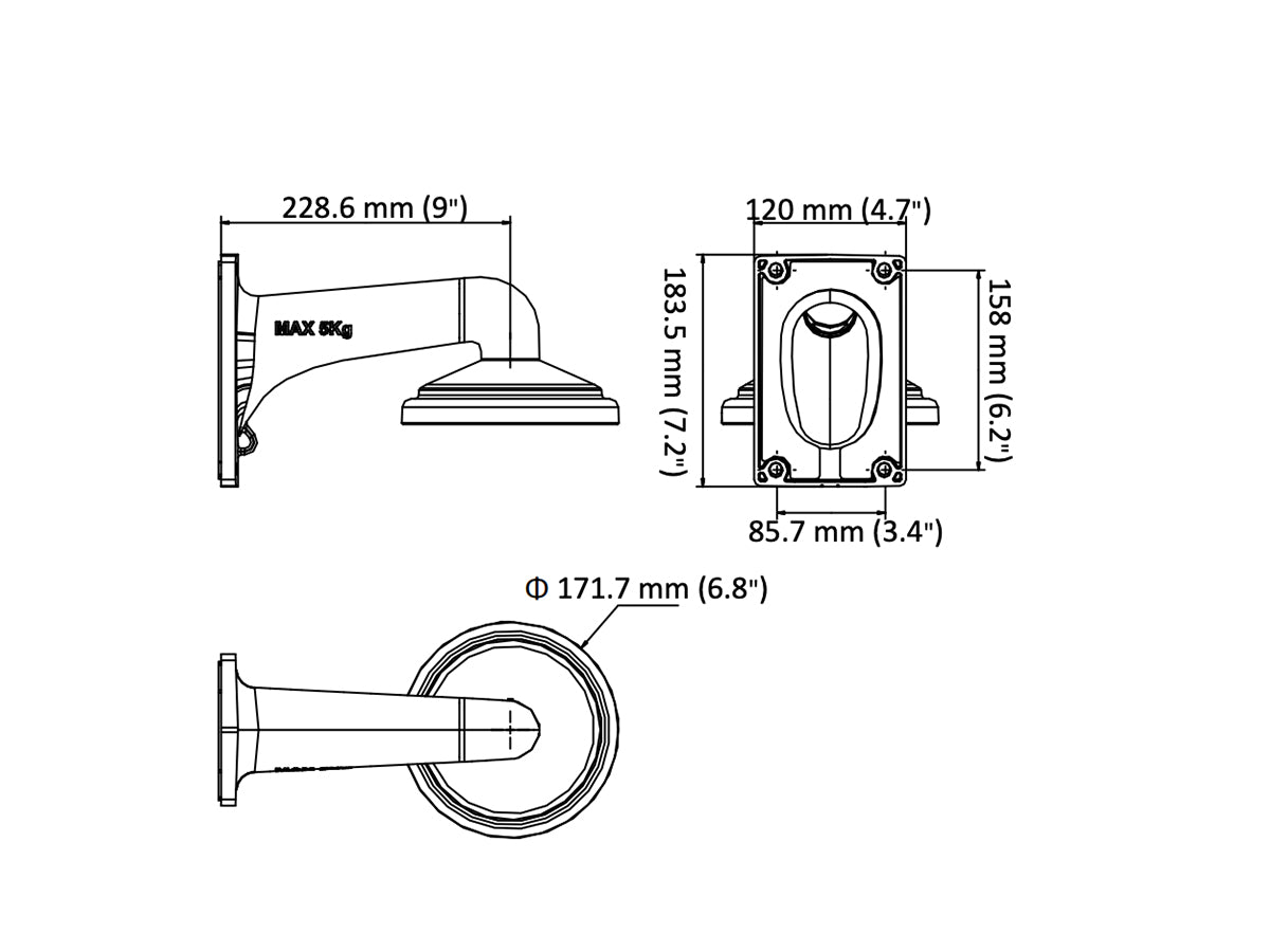 DS-1605ZJ Wall Mount Bracke3t for 4 Inch PTZ Camera