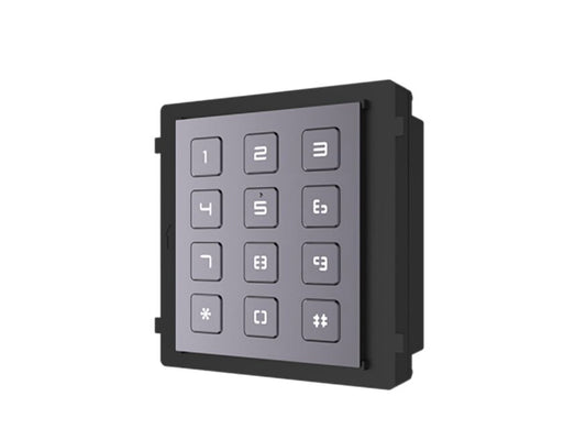 DS-KD-KP Keypad module, module connection with RS-485 , IP65,Backlight,Flush mounting, Surface mounting, 98.21mmx100.21 mm x33.7mm, input pin code to open door, call indoor station via inputing room