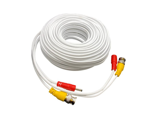 PT-CP100-W,B Pre-Made Cable 100FT, RG59 Siamese , 95% Braid video & Power (White, Black)