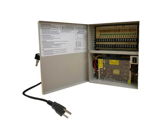 PT-PS-1230-D18-U 18 Channels DC 12V, 30 Amp Distributed Power Supply Panel (Resettable) - UL Listed