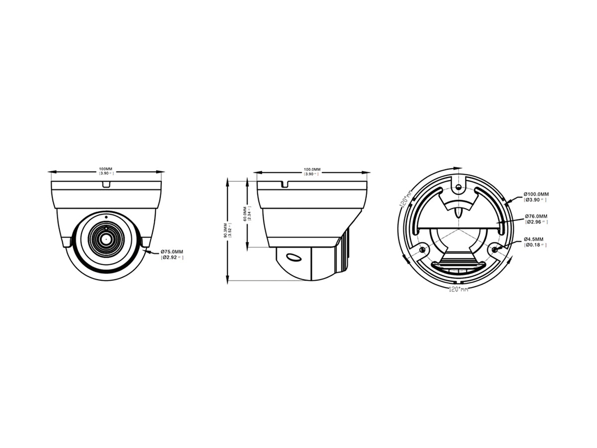 TA-ETVF6TQ4-W/G 1/2.8" SONY Starvis CMOS Sensor, 1080P, 2.8mm Fixed Lens, With IR-CUT, WDR, 3DNR, Defog, Sense-up, Smart IR,UTC, OSD, 2MP F1.6 HD Lens Starlight DC 12V, IP67 White/Gray