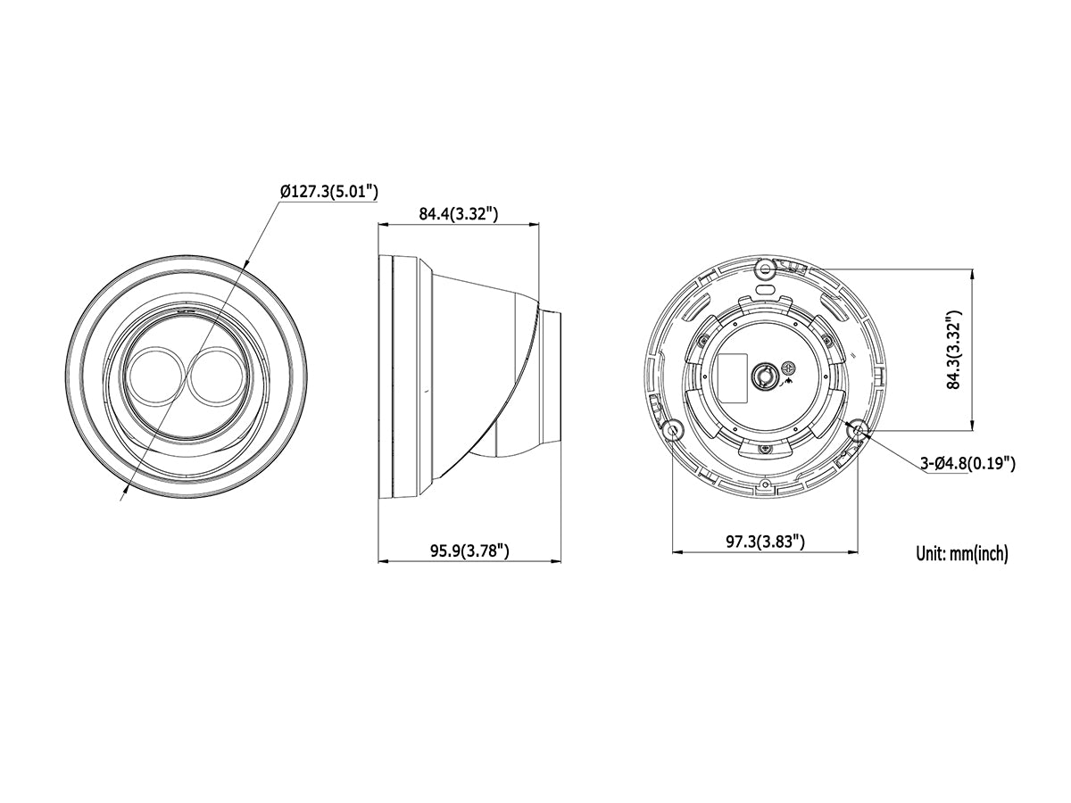 THK-NC328G2-XD28 8MP EXIR Dome Camera, Fixed lens (2.8mm), 8MP 4K, wide angle, 100 ft IR, IP67, PoE,