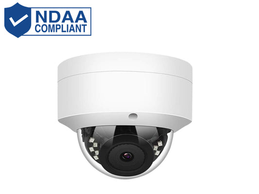 TI-NC416-TDA-28 NDAA Compliant 6 MP IP Dome camera. Human Body & Vehicle Detection, 90' IR, PoE, 2.8mm Fixed, Built-in Mic/ SD Card Slot