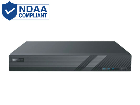 TI-NR108P8 NDAA Compliant 8 channel Plug & Play NVR with 8 independent PoE ports built-in, Ultra 265/H.265/H.264 video formats, ONVIF conformance