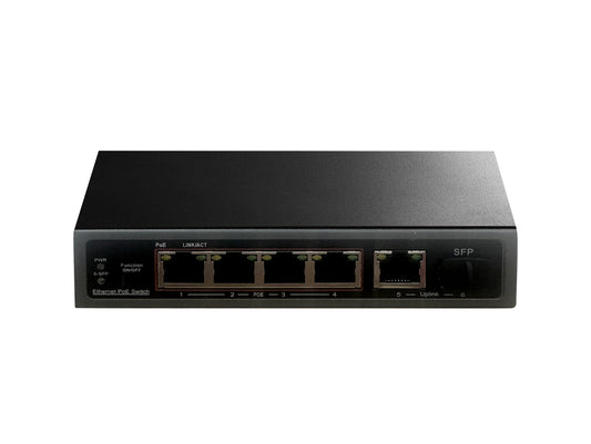 TI-POE04AGFE-60 5 Port Switch with 4 POE ports, Support Extension, UL Listed External Power adapter 60W
