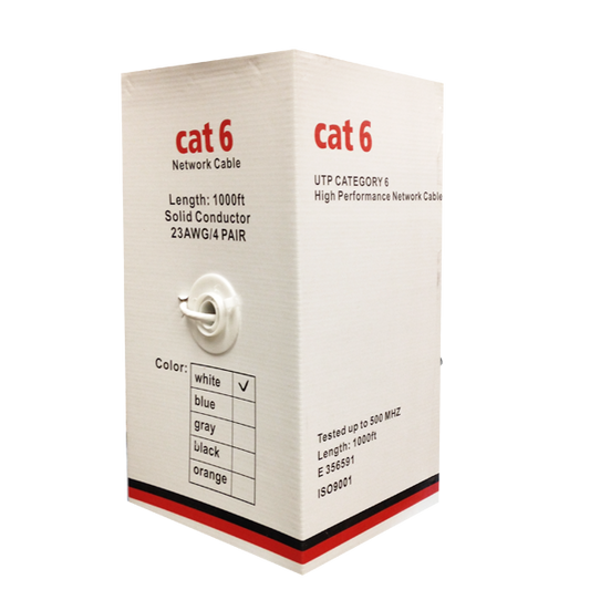 LTAC5366, Cable White CAT6 1000ft ETL 23AWG/4P UTP, All Copper Pull Box
