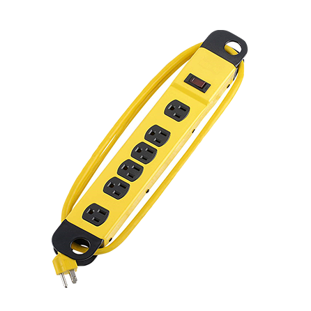 LTPS0606-M,Power Strip,6 outlets,6ft,Metal housing,Yellow
