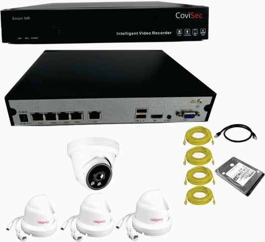 ALK-1645MP 4 Camera NVR kit. Includes 5MP IP cameras Bullet Cameras and up to 8TB HDD