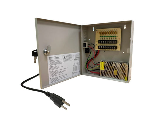 PT-PS-1210-D9-U 9 Channels DC 12V, 10 Amp Distributed Power Supply Panel (Resettable) - UL Listed