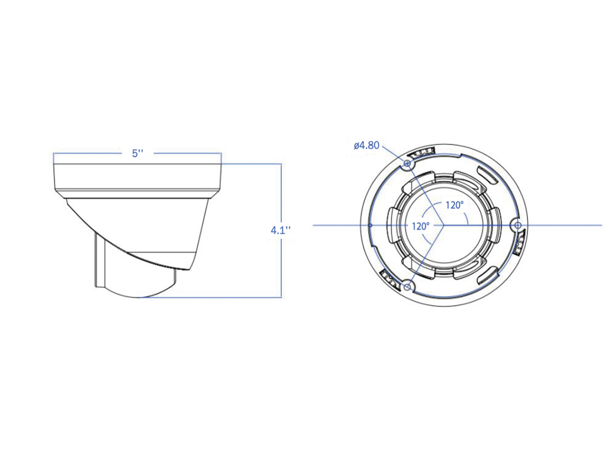 TI-NC408-2XDA-36 4K(8MP) Turret Dome, 3.6mm  Fixed Lens, Sony CMOS,  H.264/H.265. Color;  0,01lux@F1.2  Day/Night ( 0Lux IR on), AWB,BLC, HLC, 2D/3D-DNR,Shutter, IR-CUT, DWDR, Defogging, PoE, Built-in Mic