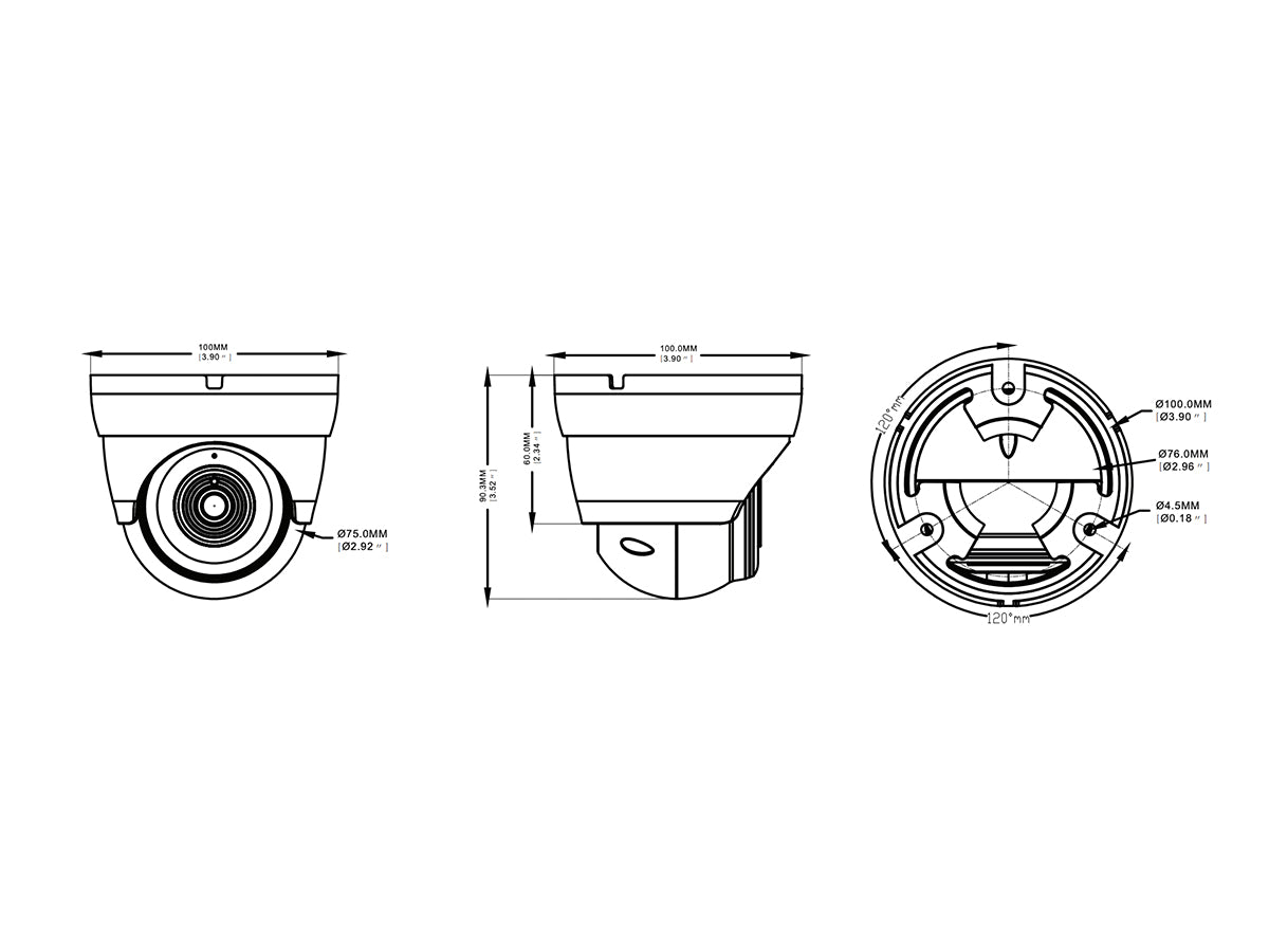 TA-E8TVF6TQ3 Turret Dome - 4K(8MP), 4-in-1, 2.8mm Lens, H.FOV 102 degrees , 18Pcs SMD IR, 60Ft, TDN, WDR, DC12V
