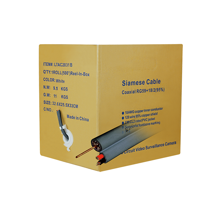 LTAC2031B,Black,Coaxial Siamese 95% Braided Copper Cable,500ft