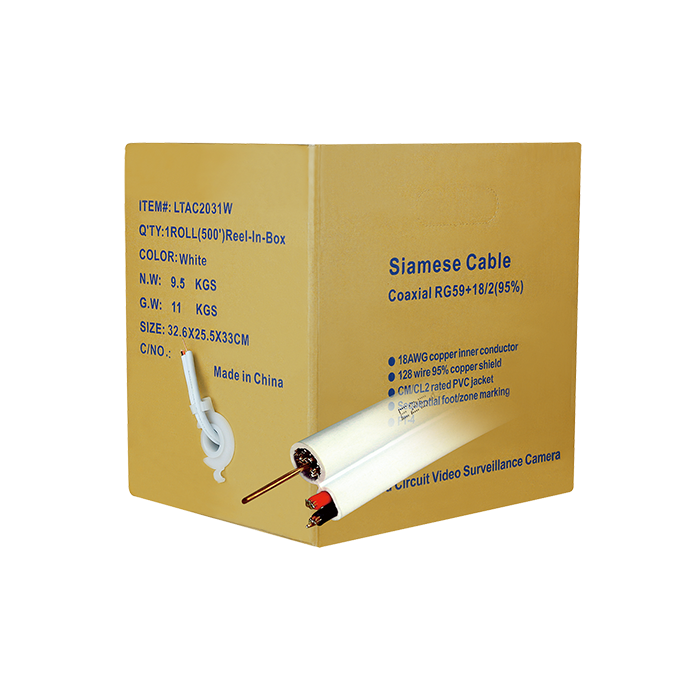 LTAC2031W,White,DC Copper Siamese Cable,500ft